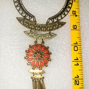 Middle Eastern themed necklace: Brass and Coral